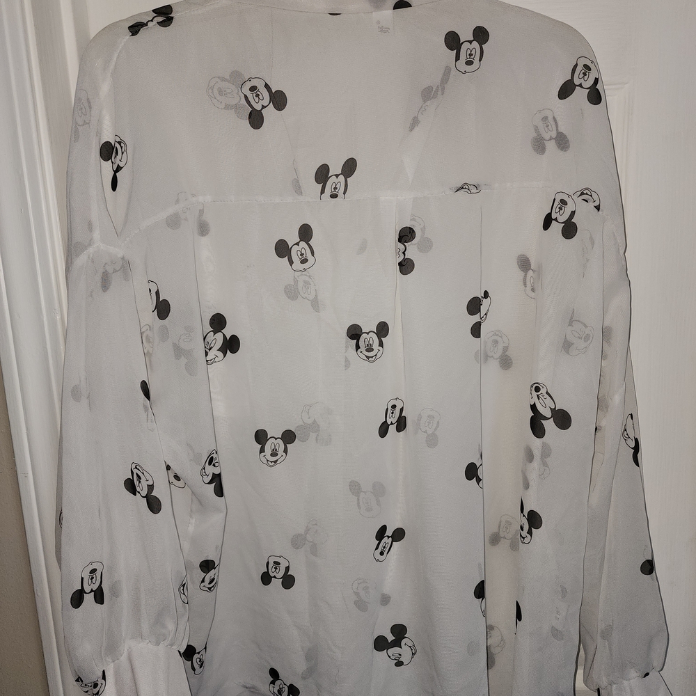 Mickey Mouse Patterned Button Down White Shirt - image 2